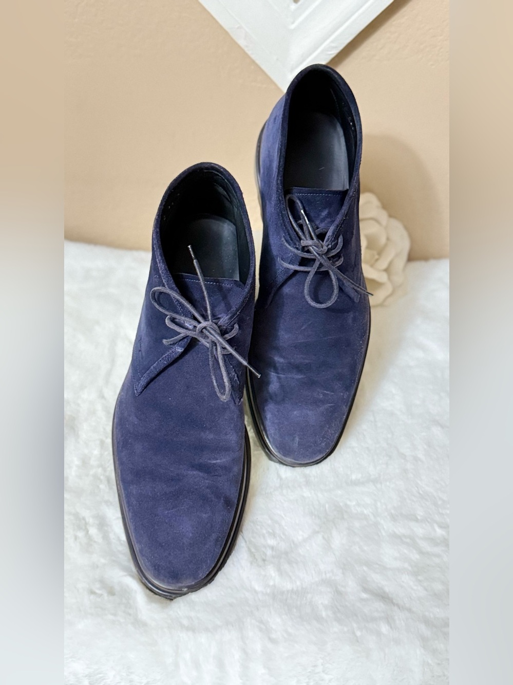 Salvatore Ferragamo Men's Navy Suede Chukka Boots